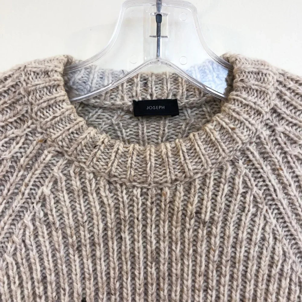 JOSEPH Wool Blend Melange Tan Tight Knit Crew Neck Designer Pullover Sweater M - Picture 6 of 12